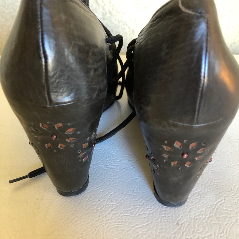 henry cuir flower leather wedges - Picture 5 of 8